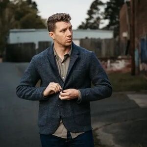 Buck Mason Felted Wool Chore Coat, XL, Navy Heather
